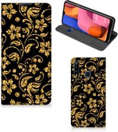 Bookcase Cadeau voor Oma Geschikt voor Samsung Galaxy A20s Telefoonhoesje Gouden Bloemen