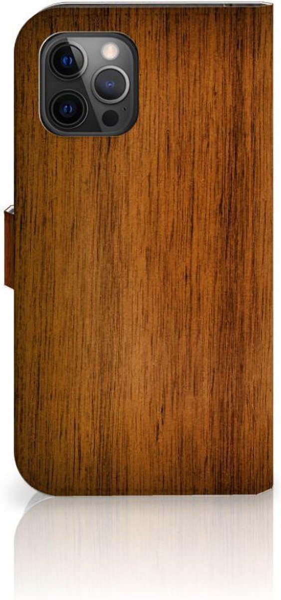 Apple iPhone 12 Pro Max Book Style Case Donker Hout
