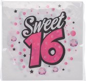 Sweet 16 servetten 33 X 33 Cm Papier Roze 16 Stuks