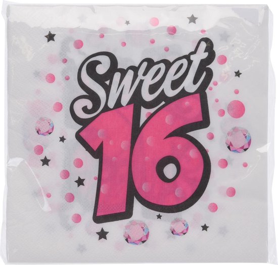 Sweet 16 Verjaardagsservetten – 40 Stuks Roze Papieren Servetten Voor Feestdecoratie En Jubilea