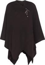 Knit Factory Jazz Gebreid Omslagvest - Dames Poncho - Wikkelvest - Gebreide bruine poncho - Gebreide mantel - Winter poncho - Dames cape - One Size - Donkerbruin