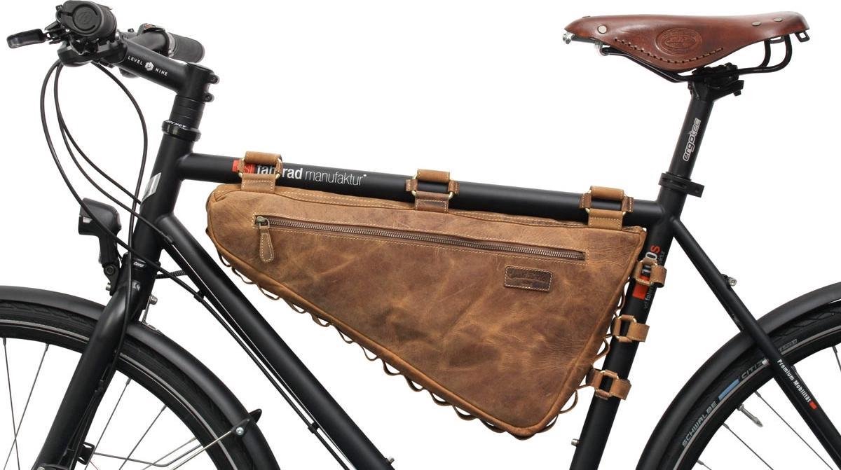 Gusti Leer Fiets Frame Tas Vintage Bruin - Handgemaakt