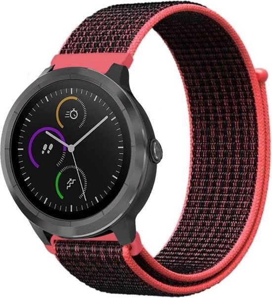 Strap-it Garmin Vivomove HR nylon bandje - zwart/rood | bol.com