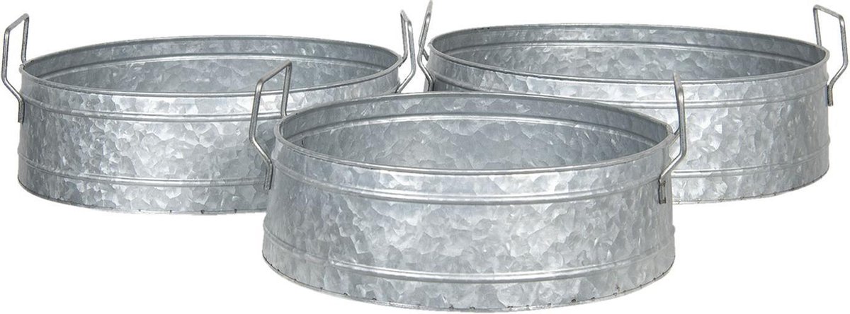 Clayre & Eef Plantenstandaard Set van 3 Grijs Ijzer Rond