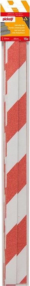 Pickup Antislip tape rood wit - 15 strips 2,5x60 cm