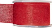 1x Hobby/decoratie rode organza sierlinten 4 cm/40 mm x 20 meter - Cadeaulint organzalint/ribbon - Striklint linten rood