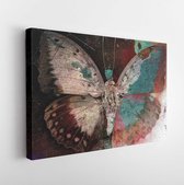 Onlinecanvas - Schilderij - Butterfly Grunge Image Art Horizontal Horizontal - Multicolor - 30 X 40 Cm