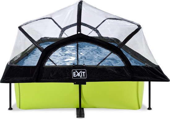 EXIT Lime Frame Zwembad 300x200x65cm - Opzetzwembad - met Filterpomp & Overkapping - Rechthoekig - Groen