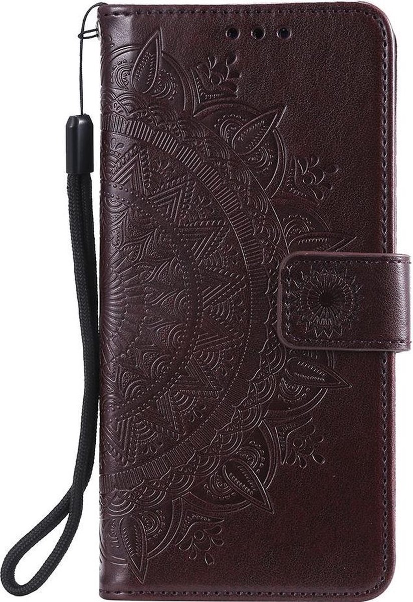 Shop4 - Samsung Galaxy S21 Ultra Hoesje - Wallet Case Mandala Patroon Donker Bruin