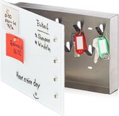 Relaxdays Sleutelkastje met glassboard - sleutelrekje - magneetbord - sleutelhouder - 20 x 30 cm
