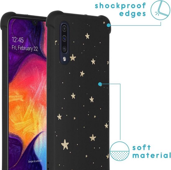 Imoshion Design Hoesje Met Koord Voor De Samsung Galaxy A50 Sterren Zwart Goud 7487