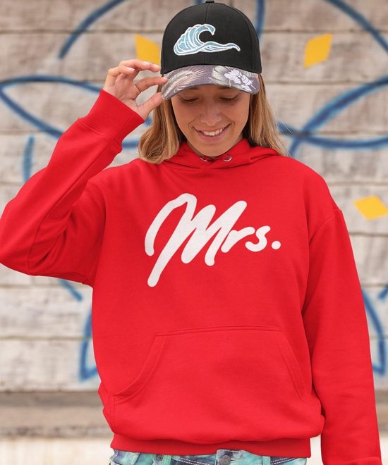 Mr & Mrs Hoodie Premium Red