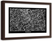 Foto in frame , Plattegrond Shanghai , 120x80cm , Zwart wit , wanddecoratie