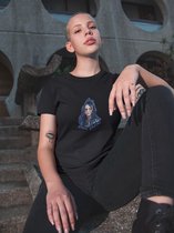 Billie Eilish Gothic T-Shirt / Airbrush Flames Blohsh / Fan art Merchandise / Popstar / Zwart Unisex Maat L