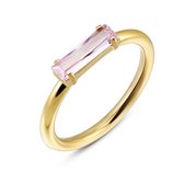 Twice As Nice Ring in goudkleurig edelstaal, baguette, roze kristal  58