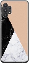 Leuke Telefoonhoesjes - Hoesje geschikt voor Samsung Galaxy A32 5G - Marmer zwart bruin - Soft case - TPU - Marmer - Bruin