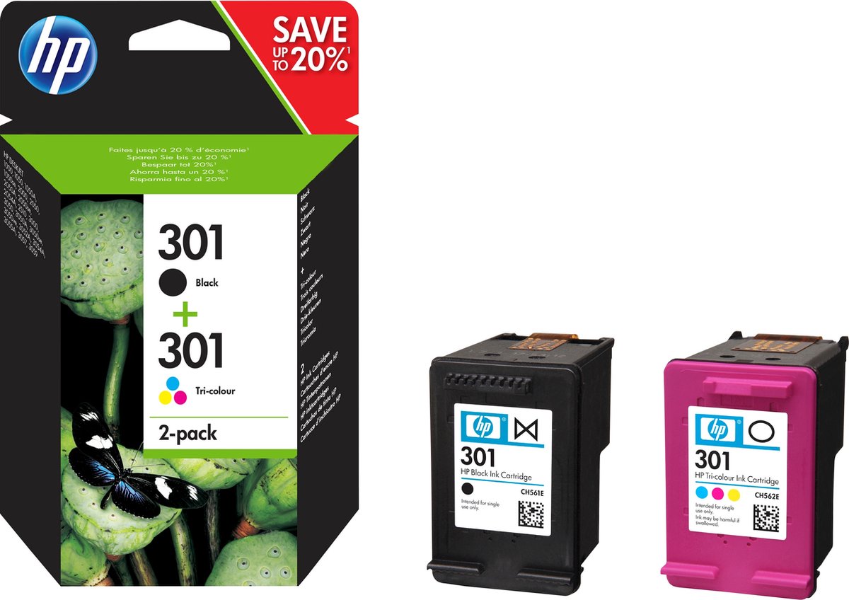 liter toonhoogte uit HP 301 - Inktcartridges- Zwart - Kleur - Dual-Pack | bol.com