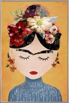 JUNIQE - Poster met kunststof lijst Frida Kahlo illustratie -20x30