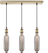 Home Sweet Home hanglamp brons vintage Tube - hanglamp inclusief 3 LED filament lamp G78 - dimbaar - pendel lengte 100 cm - inclusief E27 LED lamp - rook
