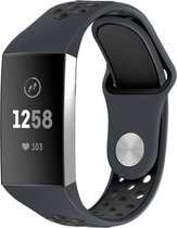Siliconen Smartwatch bandje - Geschikt voor  Fitbit Charge 4 sportband - donkergrijs/zwart - Maat: S - Horlogeband / Polsband / Armband