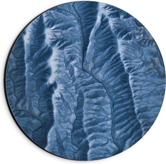 Dibond Wandcirkel - Blauwe Kunst - 20x20cm Foto op Aluminium Wandcirkel (met ophangsysteem)