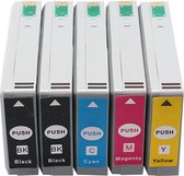 Set 5x huismerk cartridge voor Epson WorkForce Pro WP-4000 WP-4015DN WP-4025DW WP-4095DN Workforce WP-4500 WP-4515DN WP-4520 WP-4525DNF van ABC