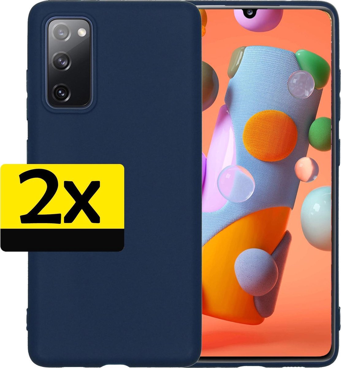 Hoesje - 2 Stuks - Geschikt voor Samsung Galaxy A41 - Sterk & Shockproof - Case Siliconen - Back Cover - Telefoon Hoes - Telefoonhoesjes - Donkerblauw