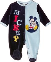 Disney Mickey Mouse boxpak / onesie  - navy/blauw -  velours katoen - maat 68/74 (9 maanden)