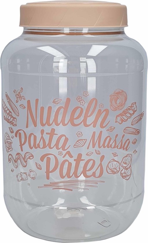 Pasta voorraadpot/bewaarpot roze deksel 3700 ml kunststof 15,5 x 25