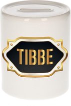 Tibbe naam cadeau spaarpot met gouden embleem - kado verjaardag/ vaderdag/ pensioen/ geslaagd/ bedankt