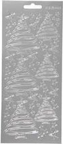 Stickers. zilver. kerstbomen. 10x23 cm. 1 vel