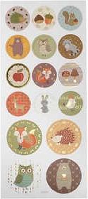Stickers, bosdieren, 10x23 cm, 1 vel - PacklinQ