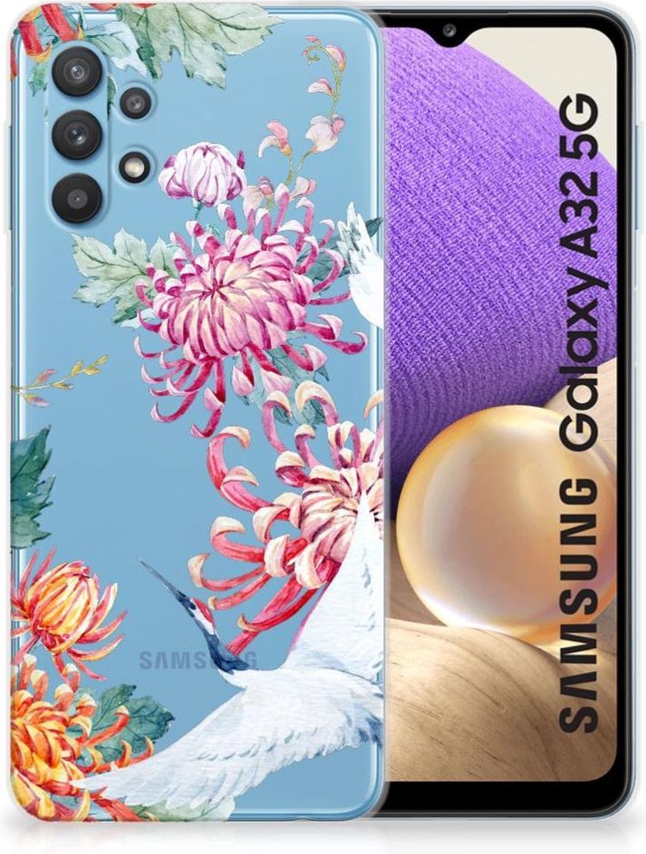 Samsung Galaxy A32 5G TPU Hoesje Bird Flowers