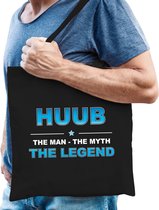 Naam cadeau Huub - The man, The myth the legend katoenen tas - Boodschappentas verjaardag/ vader/ collega/ geslaagd