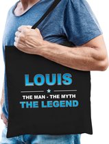 Naam cadeau Louis - The man, The myth the legend katoenen tas - Boodschappentas verjaardag/ vader/ collega/ geslaagd