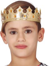 Guirca verkleed kroon voor kinderen - goud - kunststof - koning - koningsdag/carnaval