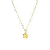 Zilveren ketting&hanger gold disc sterrenbeeld - Leo - Leeuw