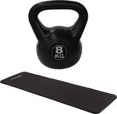 Tunturi - Fitness Set - Fitnessmat 180 x 60 x 1,5 cm - Kettlebell 8 kg