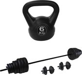 Tunturi - Fitness Set - Vinyl Barbell/Dumbbell Set 50Kg  - Kettlebell 6 kg