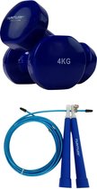 Tunturi - Fitness Set - Vinyl Dumbbell 2 x 4 kg  - Springtouw Blauw