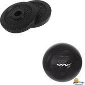 Tunturi - Fitness Set - Halterschijven 2 x 2,5 kg - Gymball Zwart 90 cm