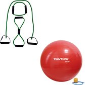 Tunturi - Fitness Set - Tubing Set Groen - Gymball Rood 90 cm