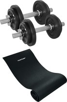 Tunturi - Fitness Set - Halterset 20 kg incl 2 Dumbbellstangen  - Fitnessmat 160 x 60 x 0,7 cm