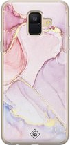 Samsung A6 2018 hoesje siliconen - Marmer roze paars | Samsung Galaxy A6 2018 case | paars | TPU backcover transparant