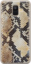 Samsung A6 2018 hoesje siliconen - Snake / Slangenprint bruin | Samsung Galaxy A6 2018 case | goudkleurig | TPU backcover transparant