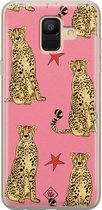 Samsung A6 2018 hoesje siliconen - The pink leopard | Samsung Galaxy A6 2018 case | Roze | TPU backcover transparant