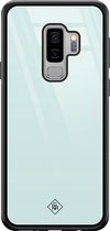 Samsung S9 Plus hoesje glass - Pastel blauw | Samsung Galaxy S9+ case | Hardcase backcover zwart