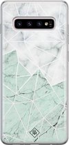 Samsung S10 Plus hoesje siliconen - Marmer mint mix | Samsung Galaxy S10 Plus case | mint | TPU backcover transparant