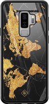 Samsung S9 Plus hoesje glass - Wereldkaart | Samsung Galaxy S9+ case | Hardcase backcover zwart