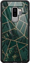 Samsung S9 Plus hoesje glass - Abstract groen | Samsung Galaxy S9+ case | Hardcase backcover zwart